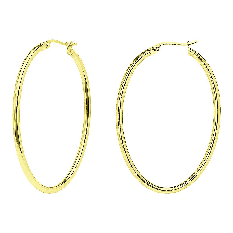 Aleure Precioso Sterling Silver Oval Hoop Earrings, Womens, Size: 25MM, Go