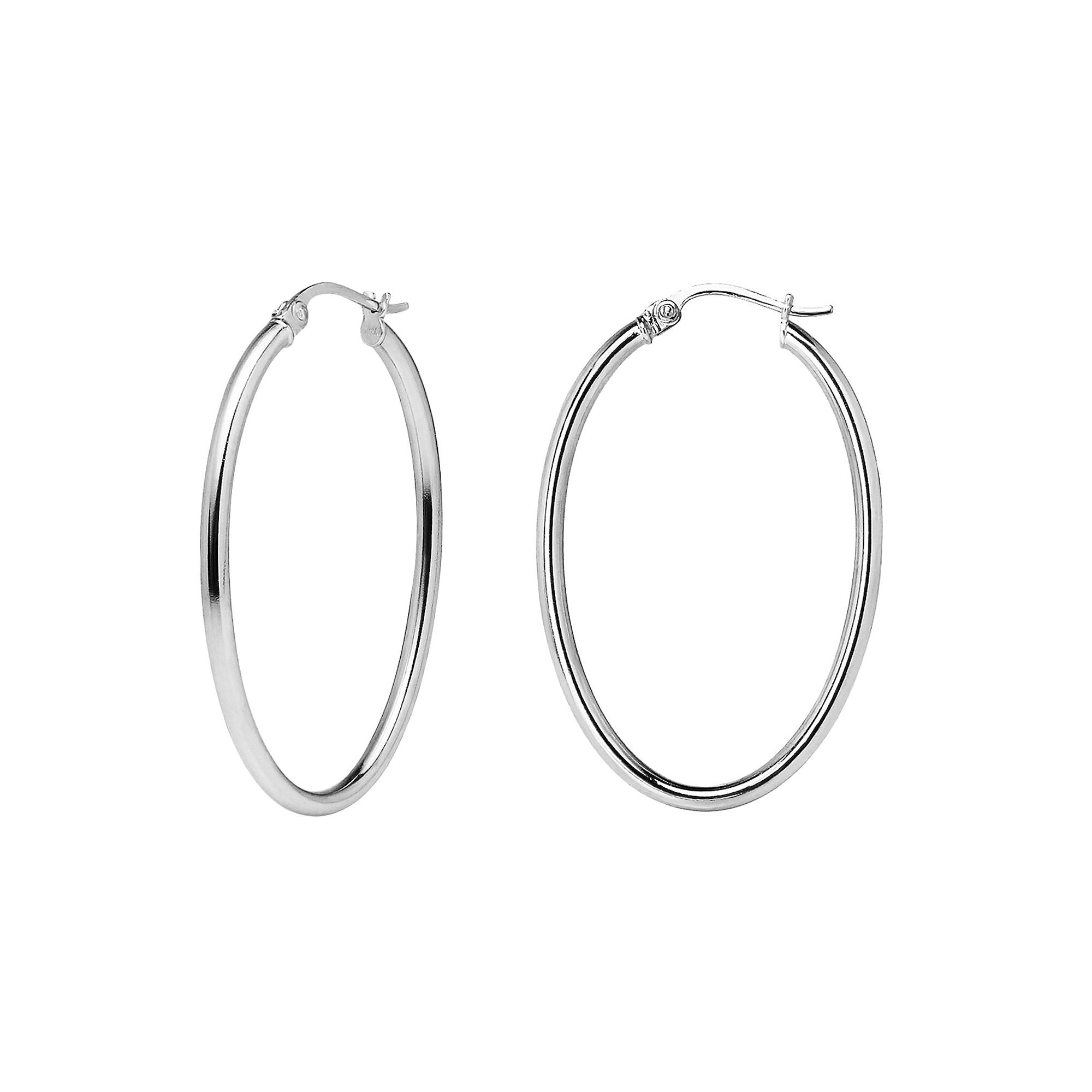 Aleure Precioso Sterling Silver Oval Hoop Earrings, Womens, Size: 30MM