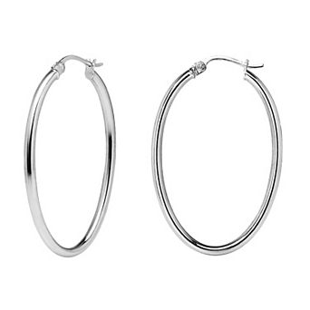 Aleure Precioso Sterling Silver Oval Hoop Earrings