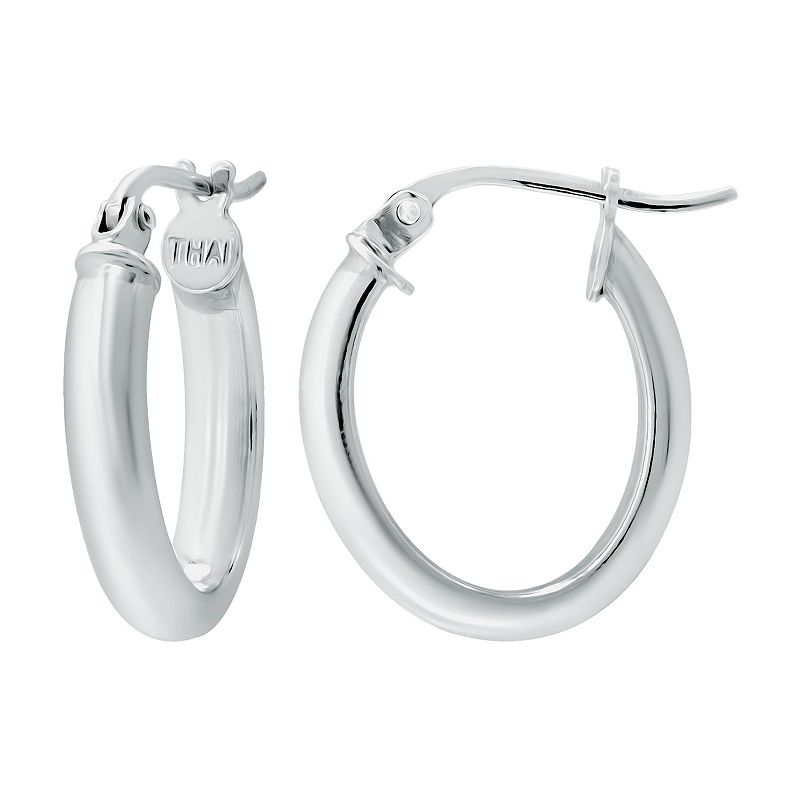 Aleure Precioso Sterling Silver Tube Hoop Earrings, Womens, Size: 15 mm