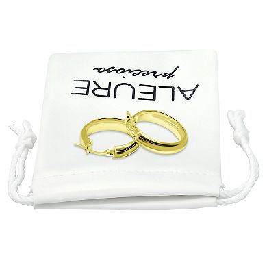 Aleure Precioso Sterling Silver 1/2 Round Hoop Earrings