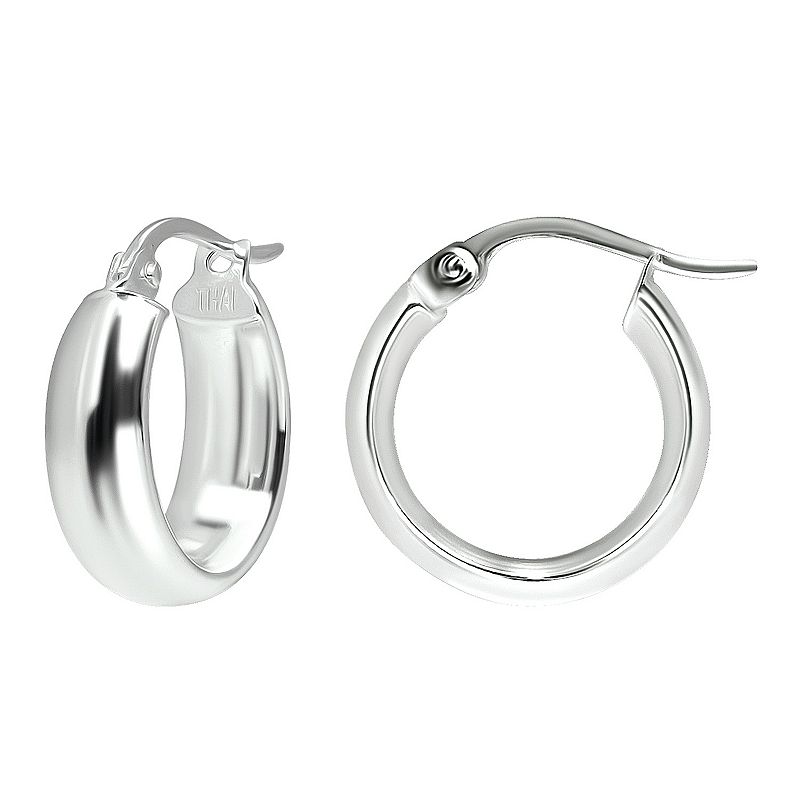 Aleure Precioso Sterling Silver 1/2 Round Hoop Earrings, Womens, Size: 20 