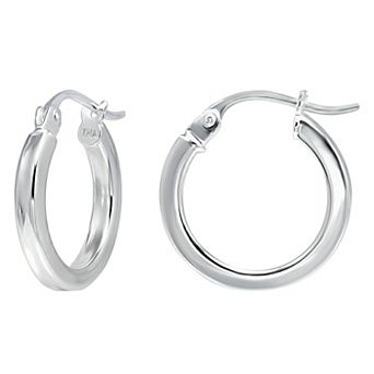 Aleure Precioso Sterling Silver Square Tube Hoop Earrings