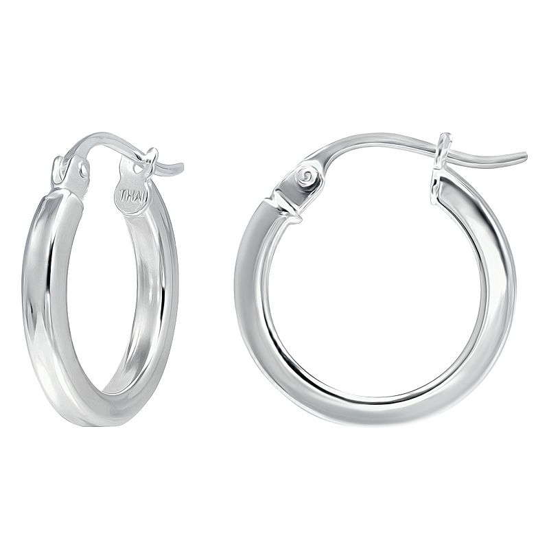 Aleure Precioso Sterling Silver Square Tube Hoop Earrings, Womens, Size: 2