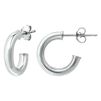 Aleure Precioso Sterling Silver Tube Hoop Earrings