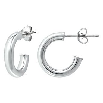 Aleure Precioso Sterling Silver Tube Hoop Earrings