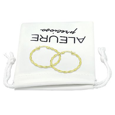 Aleure Precioso Sterling Silver Twist Wrap Hoop Earrings