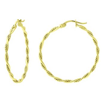 Aleure Precioso Sterling Silver Twist Wrap Hoop Earrings