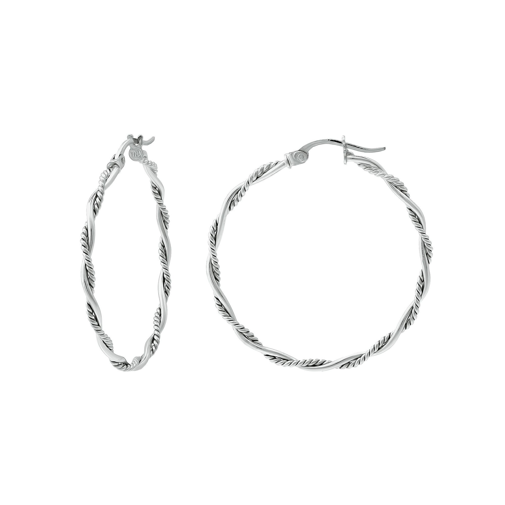 Aleure Precioso Sterling Silver Twist Wrap Hoop Earrings, Womens, Size: 30