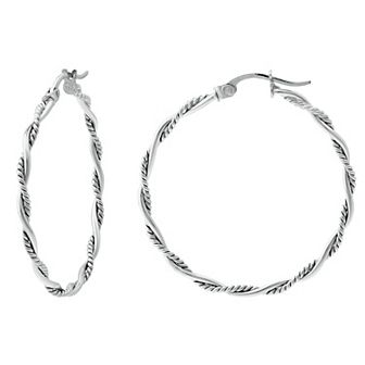 Aleure Precioso Sterling Silver Twist Wrap Hoop Earrings