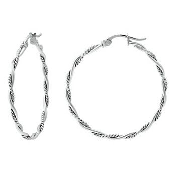 Aleure Precioso Sterling Silver Twist Wrap Hoop Earrings