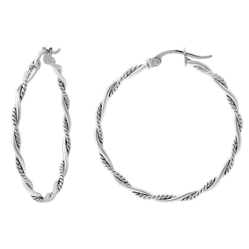 Aleure Precioso Sterling Silver Twist Wrap Hoop Earrings, Womens, Size: 30