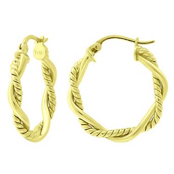 Aleure Precioso Sterling Silver Twist Wrap Hoop Earrings