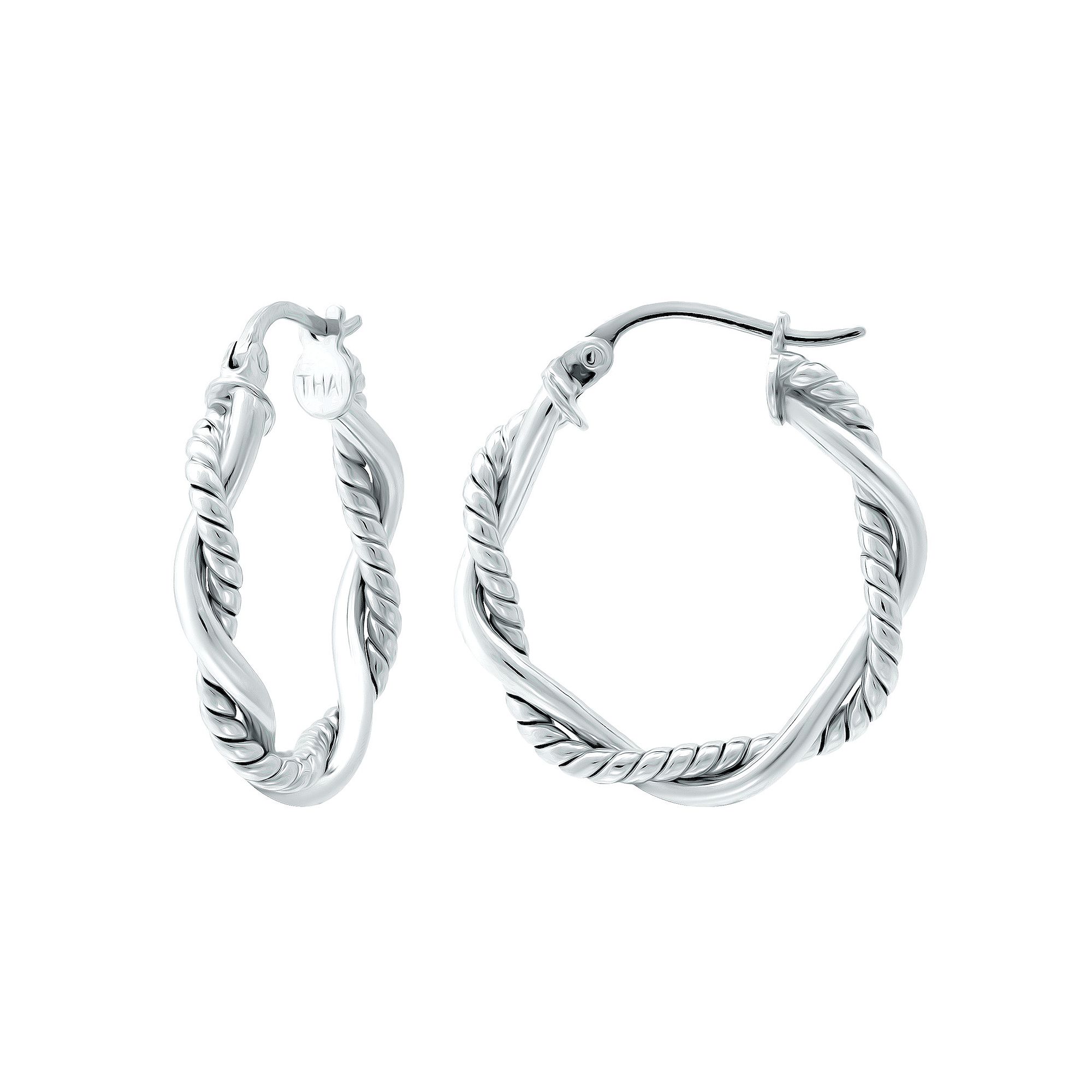 Aleure Precioso Sterling Silver Twist Wrap Hoop Earrings, Womens