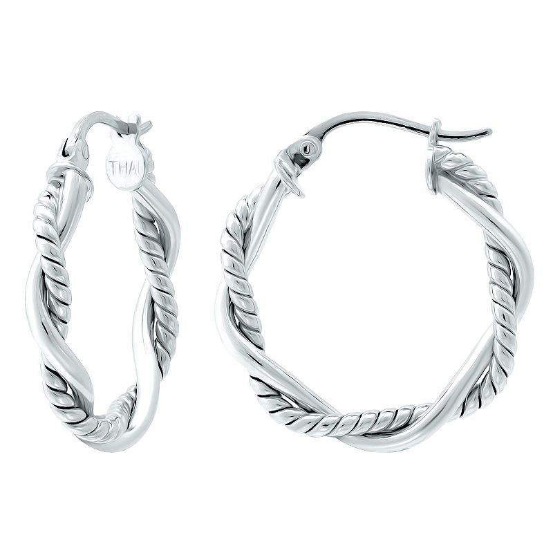 Aleure Precioso Sterling Silver Twist Wrap Hoop Earrings, Womens