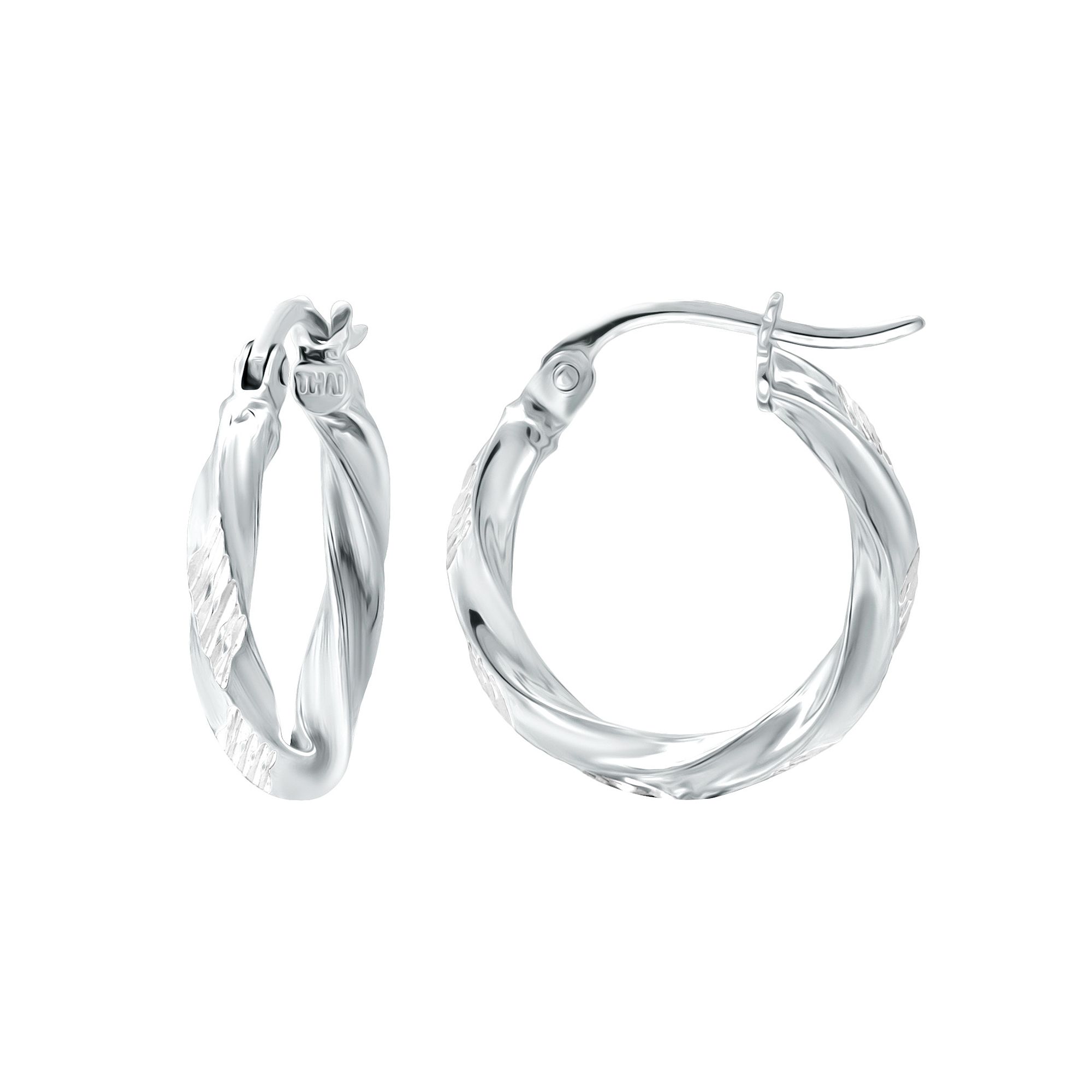 Aleure Precioso Sterling Silver Textured Twist Hoop Earrings, Womens, Size