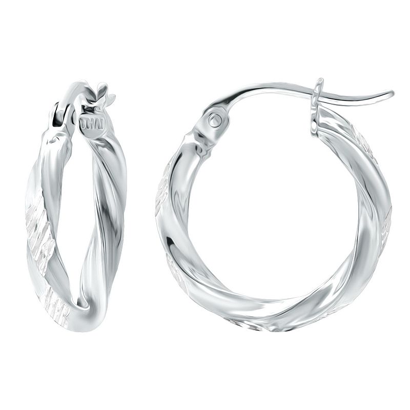 Aleure Precioso Sterling Silver Textured Twist Hoop Earrings, Womens, Size