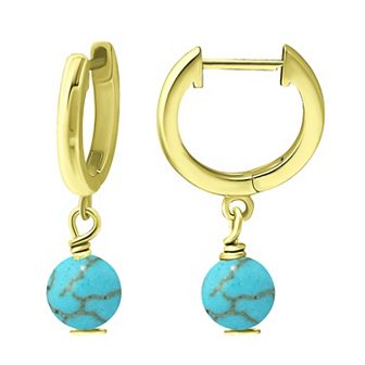 Aleure Precioso Sterling Silver Gemstone Bead Huggie Earrings