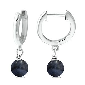 Aleure Precioso Sterling Silver Gemstone Bead Huggie Earrings