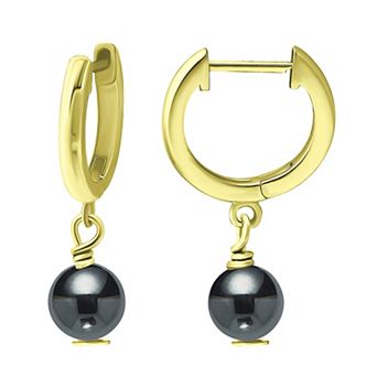 Aleure Precioso Sterling Silver Gemstone Bead Huggie Earrings