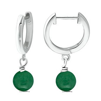 Aleure Precioso Sterling Silver Gemstone Bead Huggie Earrings