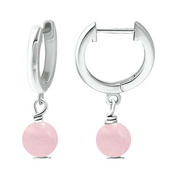 Aleure Precioso Sterling Silver Gemstone Bead Huggie Earrings