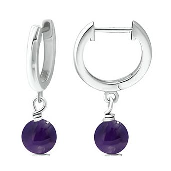 Aleure Precioso Sterling Silver Gemstone Bead Huggie Earrings