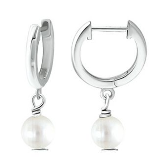 Aleure Precioso Sterling Silver Gemstone Bead Huggie Earrings