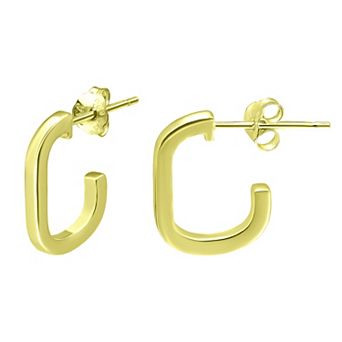 Aleure Precioso Sterling Silver Paper Clip Shaped Hoop Earrings