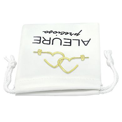 Aleure Precioso Sterling Silver Heart Shaped Hoop Earrings