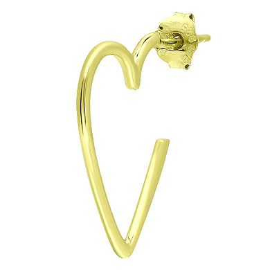 Aleure Precioso Sterling Silver Heart Shaped Hoop Earrings