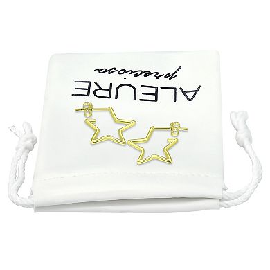 Aleure Precioso Sterling Silver Star Shaped Hoop Earrings