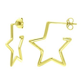 Aleure Precioso Sterling Silver Star Shaped Hoop Earrings