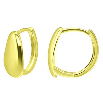 Aleure Precioso Sterling Silver Shield Huggie Earrings