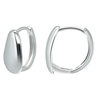 Aleure Precioso Sterling Silver Shield Huggie Earrings
