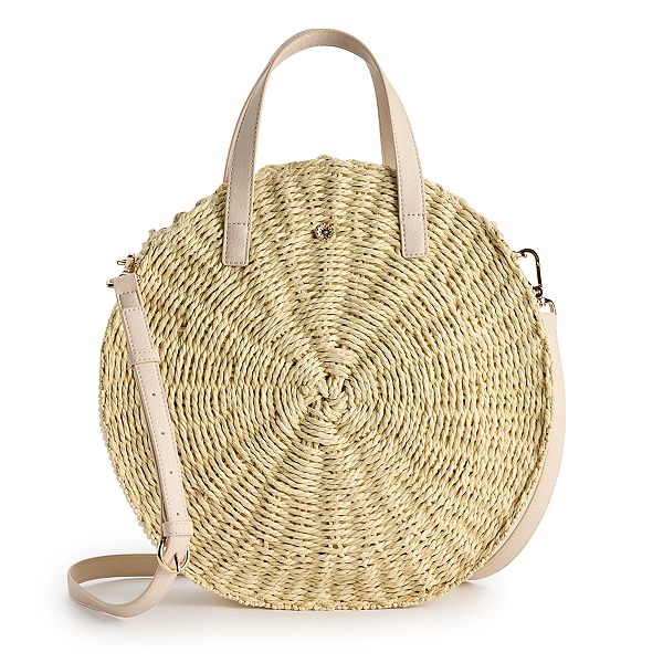 LC LAUREN CONRAD Boho Round Straw Purse