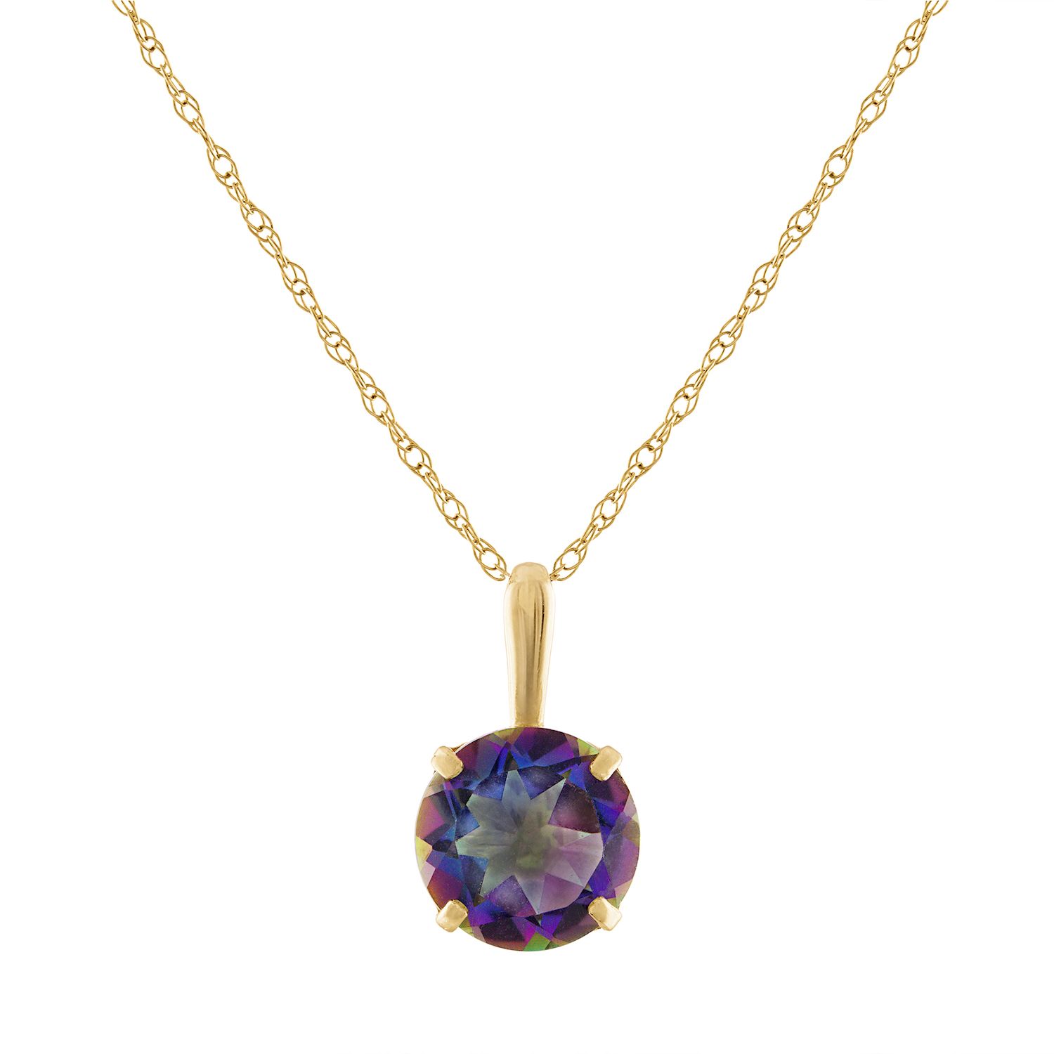 Dazzlingrock Round Emerald Solitaire Pendant Necklace In 10K Yellow Gold - 0.80 Carat, 18" Chain
