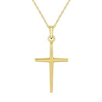 14k Gold Slim Cross Pendant Necklace