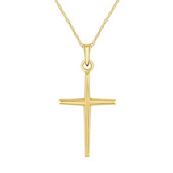 Celebration Gems 14k Gold Slim Cross Pendant Necklace