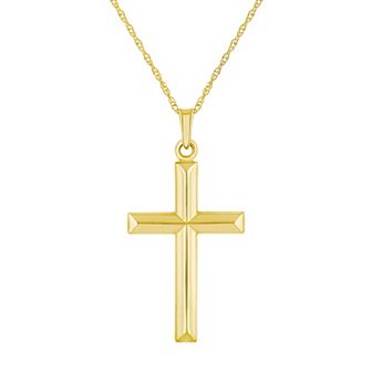 Celebration Gems 14k Gold Double-Edged Cross Pendant Necklace