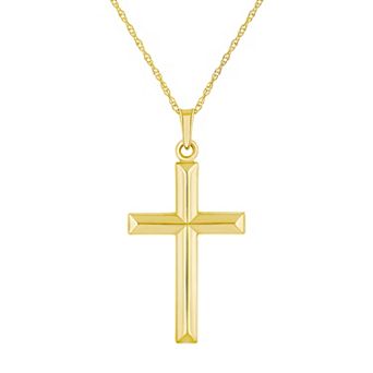 Celebration Gems 14k Gold Double-Edged Cross Pendant Necklace