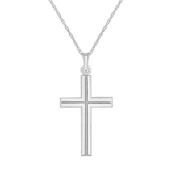 Celebration Gems 14k Gold Line-Accented Cross Pendant Necklace