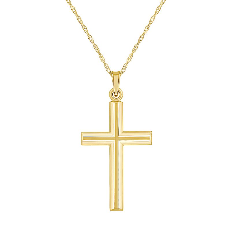 14k Gold Cross Pendant Necklace, Womens, Size: 18, Yellow