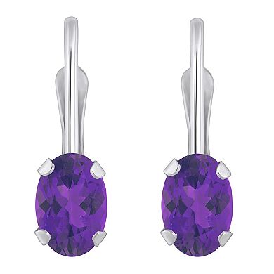 Celebration Gems 10k Gold Oval Amethyst Leverback Earrings