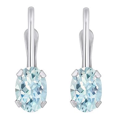 Celebration Gems 10k Gold Oval Aquamarine Leverback Earrings