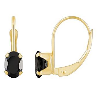 Celebration Gems 10k Gold Oval Onyx Leverback Earrings