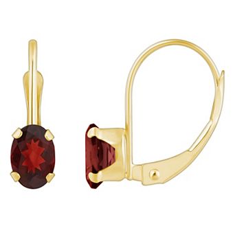 Celebration Gems 10k Gold Oval Garnet Leverback Earrings