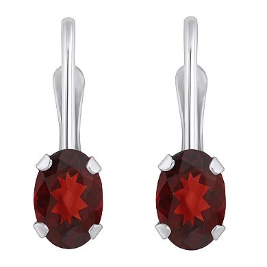 Celebration Gems 10k Gold Oval Garnet Leverback Earrings