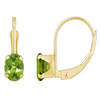 Celebration Gems 10k Gold Oval Peridot Leverback Earrings
