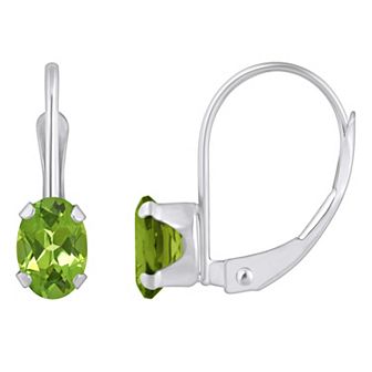 Celebration Gems 10k Gold Oval Peridot Leverback Earrings